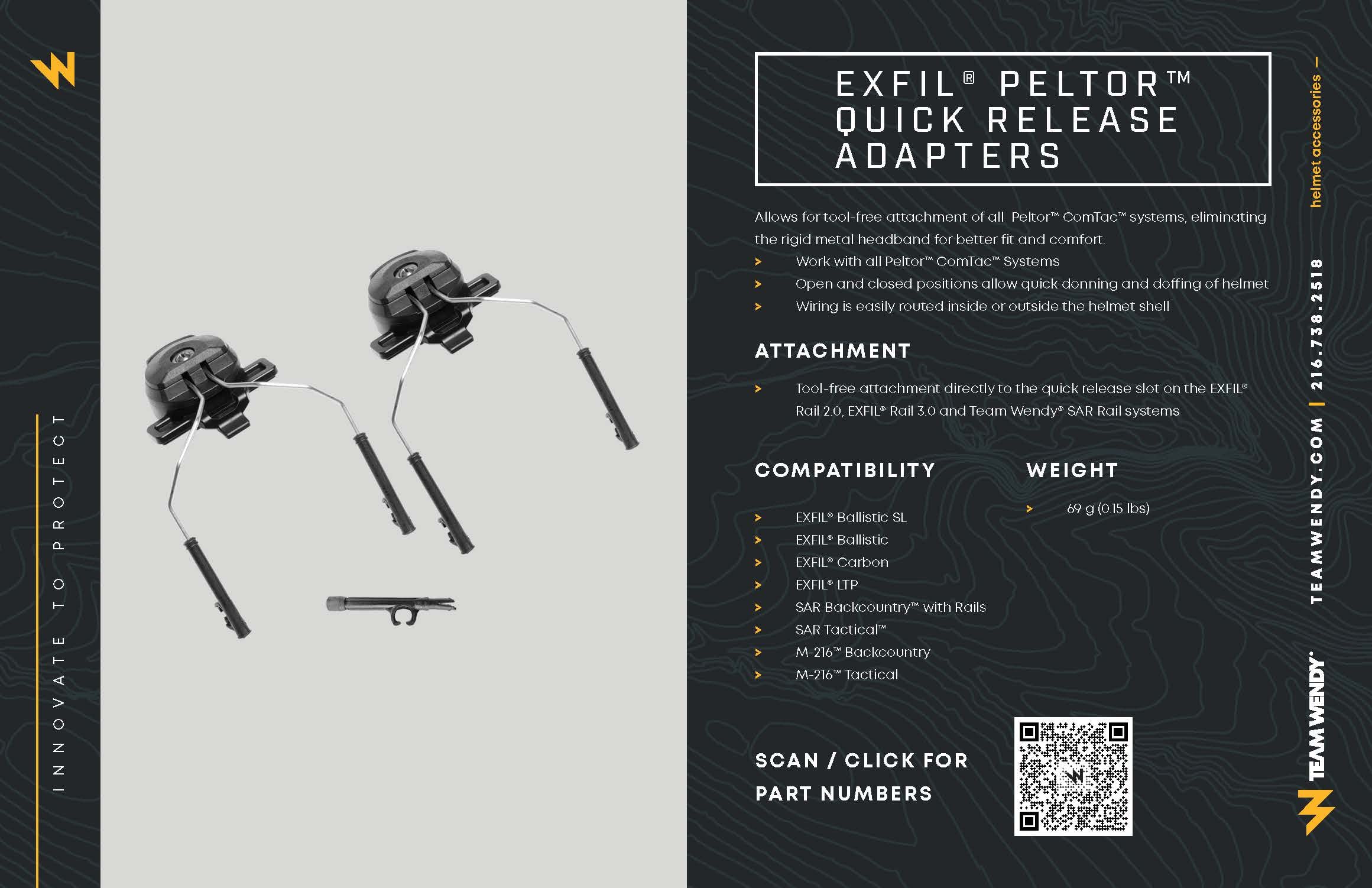 個人装備 EXFIL PELTOR QUICK RELEASE ADAPTERS Team Wendy EXFIL Peltor Quick Release Adapter Kit | Works with All